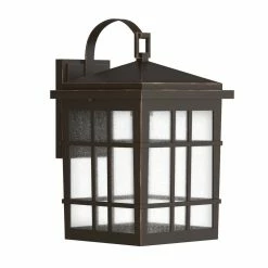 Flash Sale 🎉 Signature Hardware Ambler 8-1/2 in. 100W 1-Light Tall Outdoor Wall Sconce with Seedy Glass Shade in Oil Rubbed Bronze ⌛ -Signature Hardware shop Query 915