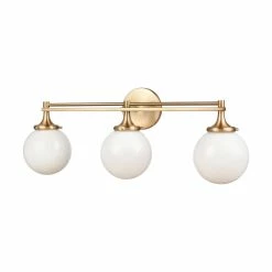Promo 🥰 Signature Hardware Alfaro 60W 3-Light Candelabra E-12 Vanity Fixture in Brushed Gold 🛒 -Signature Hardware shop Query 923