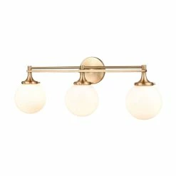 Promo 🥰 Signature Hardware Alfaro 60W 3-Light Candelabra E-12 Vanity Fixture in Brushed Gold 🛒 -Signature Hardware shop Query 924
