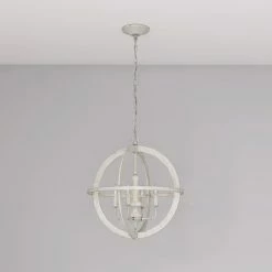 Discount ⭐ Signature Hardware Cardella 60W 4-Light Candelabra E-12 Pendant in White Wash 🔥