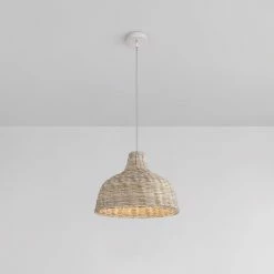 Buy 🌟 Signature Hardware Bowfin 60W 1-Light Medium E-26 Pendant in Matte White ⌛