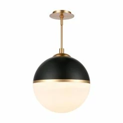 Best Pirce ⭐ Signature Hardware Bardi 60W 1-Light Medium E-26 Pendant in Brushed Gold with Matte Black 🤩 -Signature Hardware shop Query 945