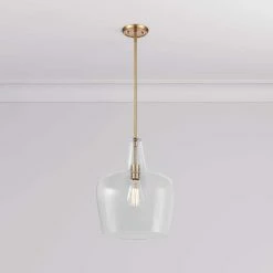 Buy 🔥 Signature Hardware Harney 60W 1-Light Medium E-26 Pendant in Brushed Gold ⌛