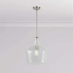 Cheapest 🔥 Signature Hardware Harney 60W 1-Light Medium E-26 Pendant in Brushed Nickel 🌟
