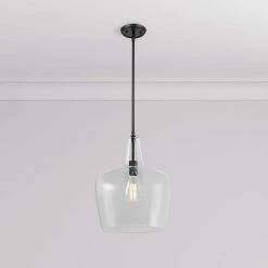 Cheap 🌟 Signature Hardware Harney 60W 1-Light Medium E-26 Pendant in Matte Black 🔔