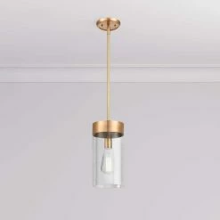 Best reviews of 😍 Signature Hardware Hanzell 60W 1-Light Medium E-26 Pendant in Brushed Gold 🥰